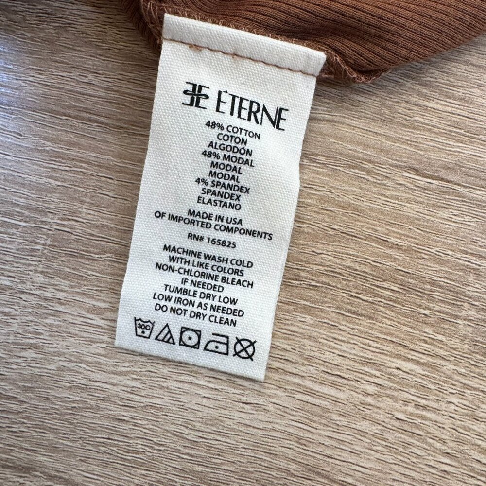 Eterne Square-Neck Long Sleeve Butter Rib Maxi Dress Earth Brown Small - Picture 7 of 11